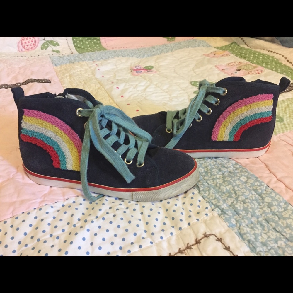 Mini Boden Rainbow Appliqué High Tops Girls 31/ 13